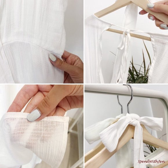 Flowy Boho Front Slit White Beach Swim Coverup - Picture 6 of 7